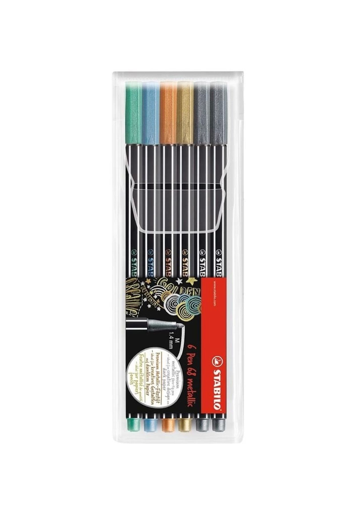 Stabilo-Pen 68 Metallic 6 Strap Pack 1