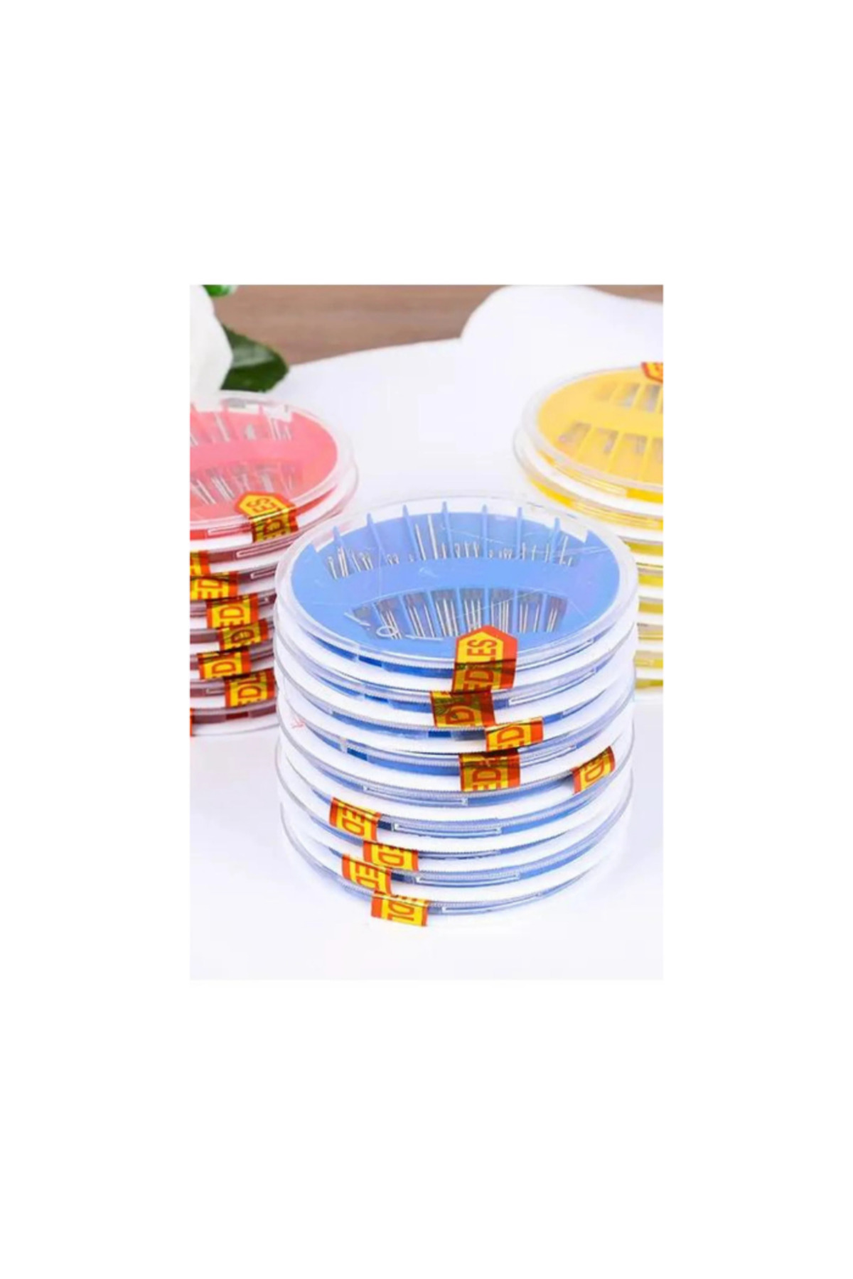 Genel Markalar El Tipi Dikiş İğnesi Seti Yuvarlak Kutulu Dikiş İğne Seti 24 Adetli Disk Dikiş İğnesi Seti / 1 Kutu