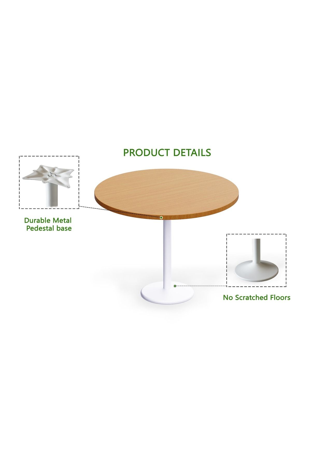 Mahmayi-Round Pantry Table, Simple Modern Design Coffee Task for Home Office, (100 cm Dia, Light Walnut) 3