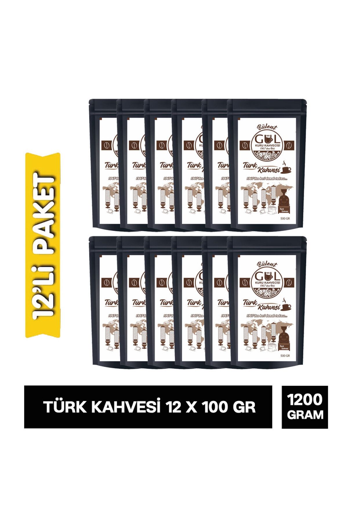 GÜL KURU KAHVECİSİ Türk Kahvesi Yumuşak İçim 100GR X 12 - 1200 GR