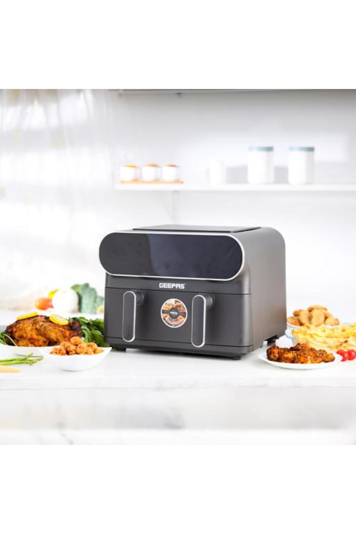 Geepas-Digital Air Fryer- 11 L Capacity with 5.5 L Dual Baskets with Separator 1