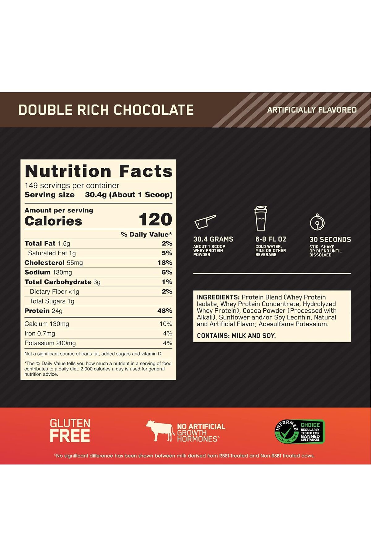 Optimum Nutrition-Gold Standard 100% Whey Protein, Double Rich Chocolate, 10 LB 2