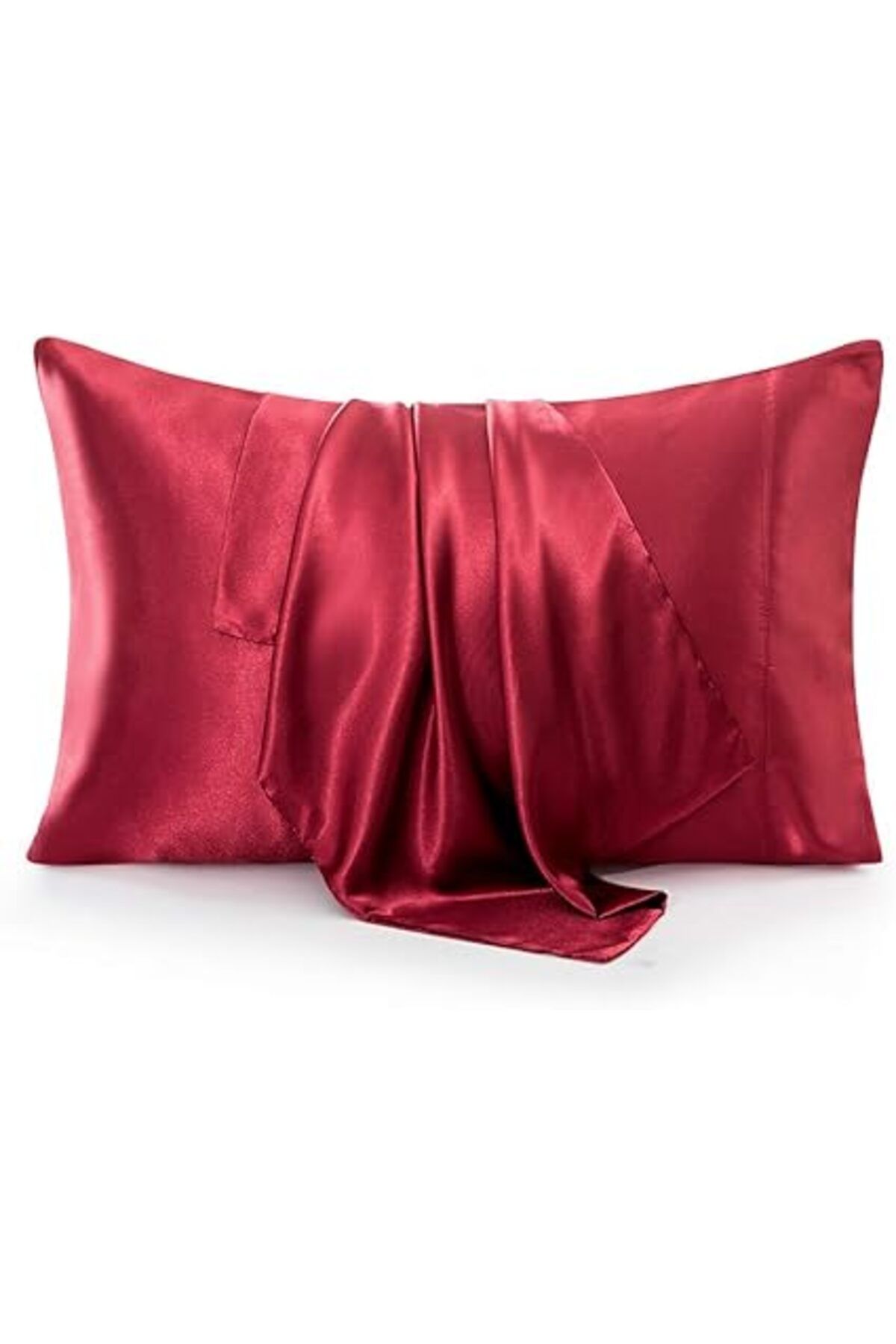 fulina-Satin Bed Sheets 4 PC King Size, Red Silk Sheet (1 Fitted Sheet,1 Flat Sheet,2 Pillowcase) 5