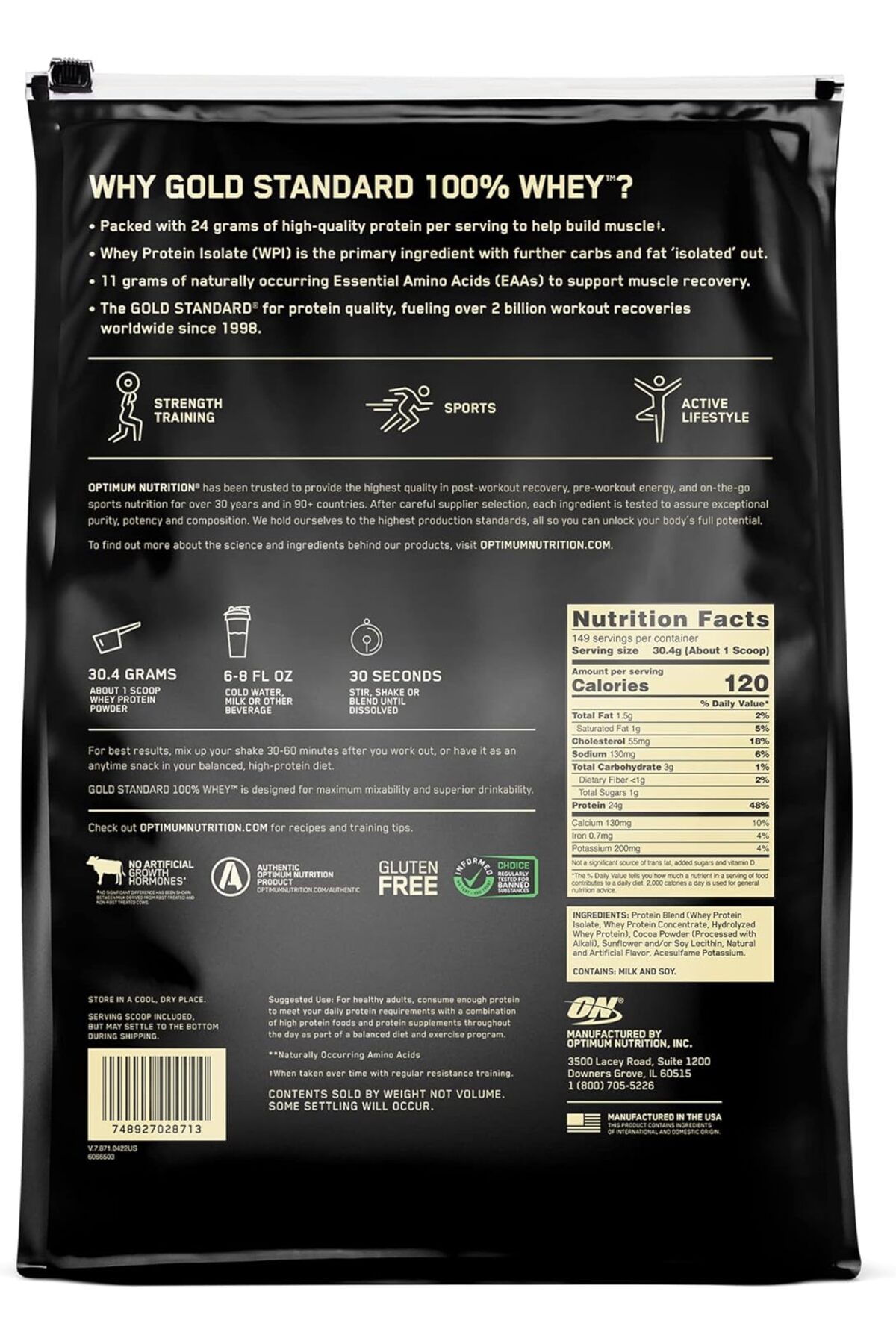 Optimum Nutrition-Gold Standard 100% Whey Protein, Double Rich Chocolate, 10 LB 4