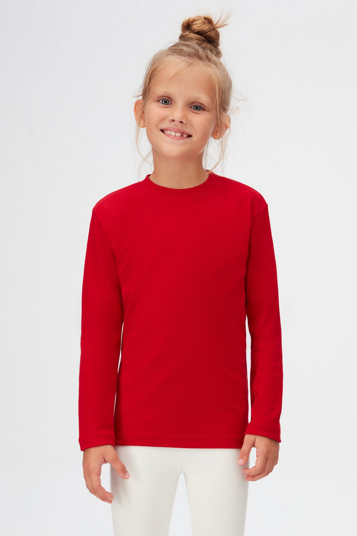 LOVETTI-Red Basic Unisex Kids Crew Neck Long Sleeve T-Shirt 2