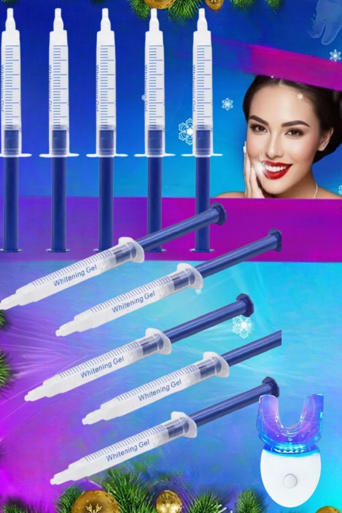 محصولات سفیدکننده دندان مجموعه سفید کردن 10 5 LED Uniquem