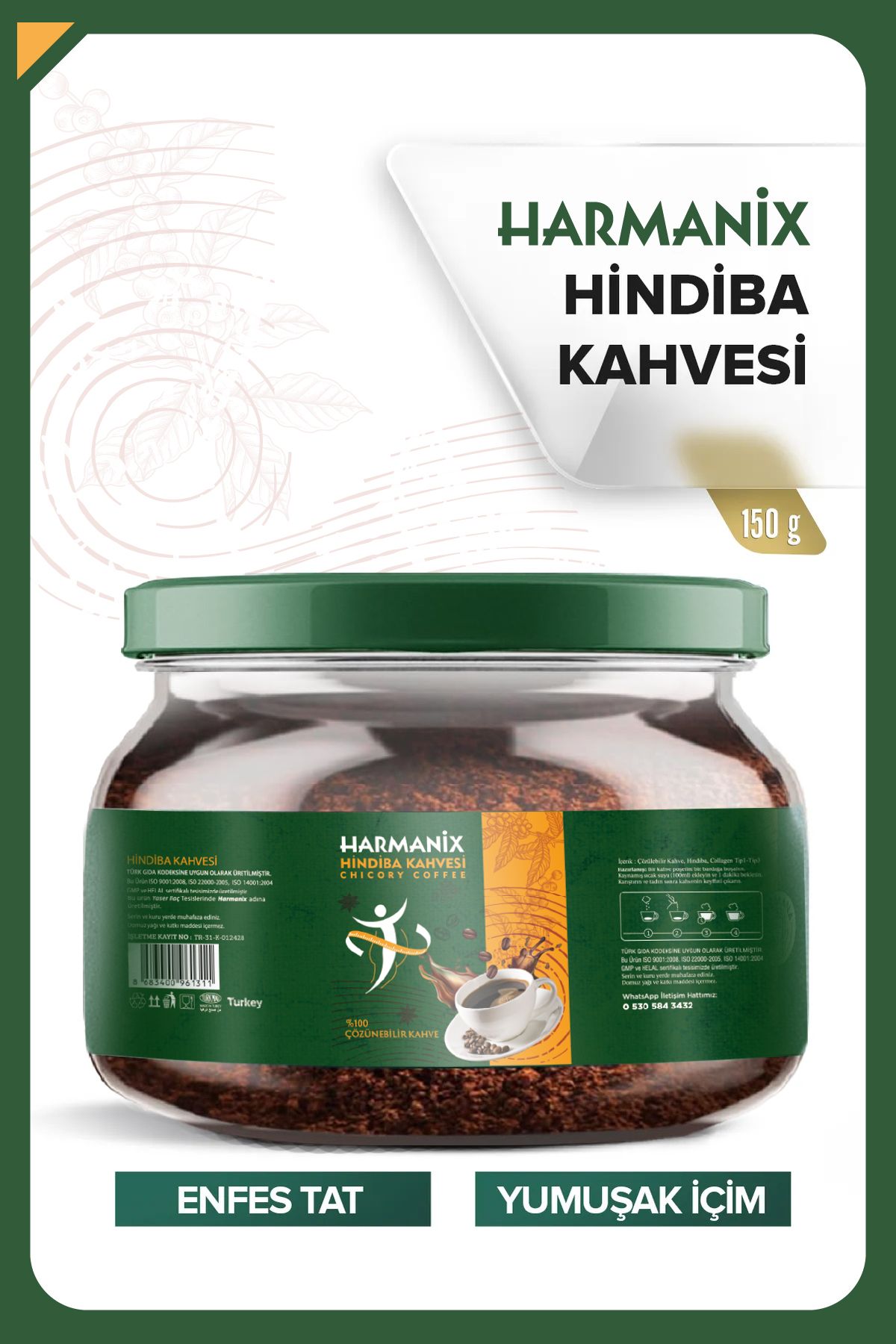 HARMANİX HİNDİBA KAHVESİ 150 GR TANECİKLİ 1 AYLIK