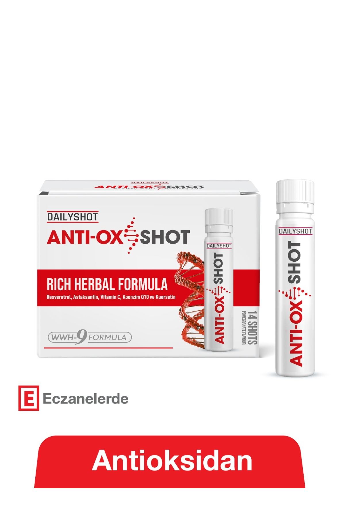 HANGOVERSHOT Antioxshot, Bitkisel Antioksidan Kompleks, Likit Antiox Shot, Resveratrol 14'lü