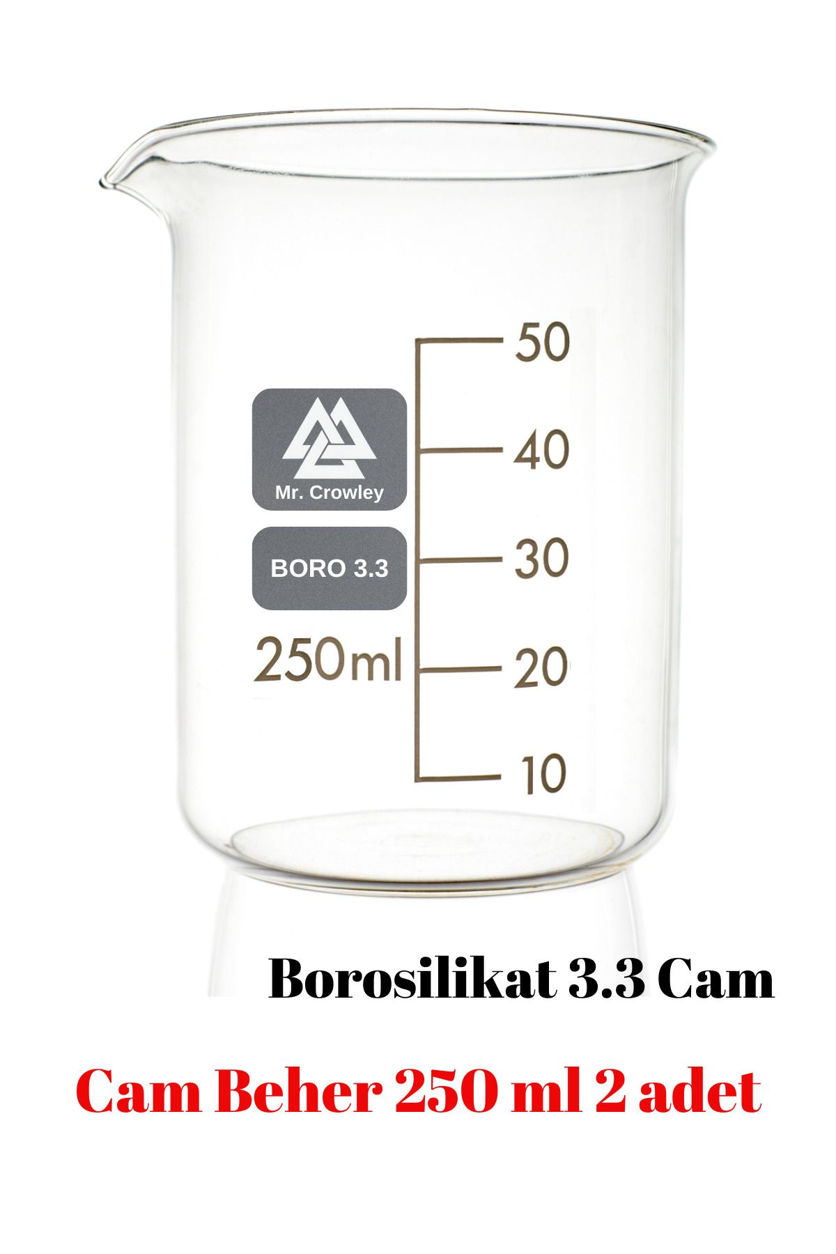 Mr. Crowley Cam Beher 250 ml 2 adet Kısa Form Isıya Dayanıklı