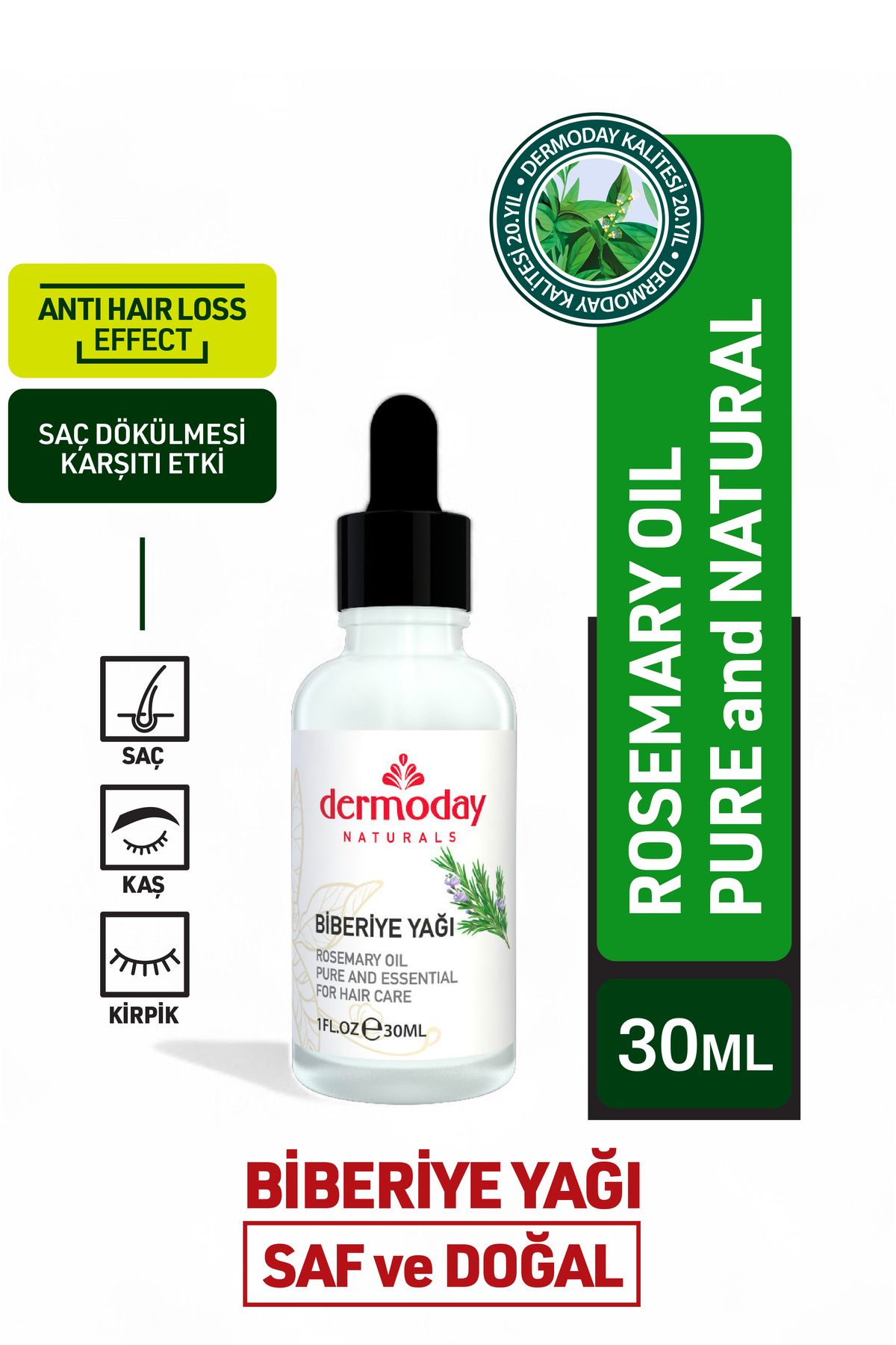 Dermoday Biberiye Yağı Rosemary Oil Saç, Kaş ve Kirpik Bakımı 30 ml