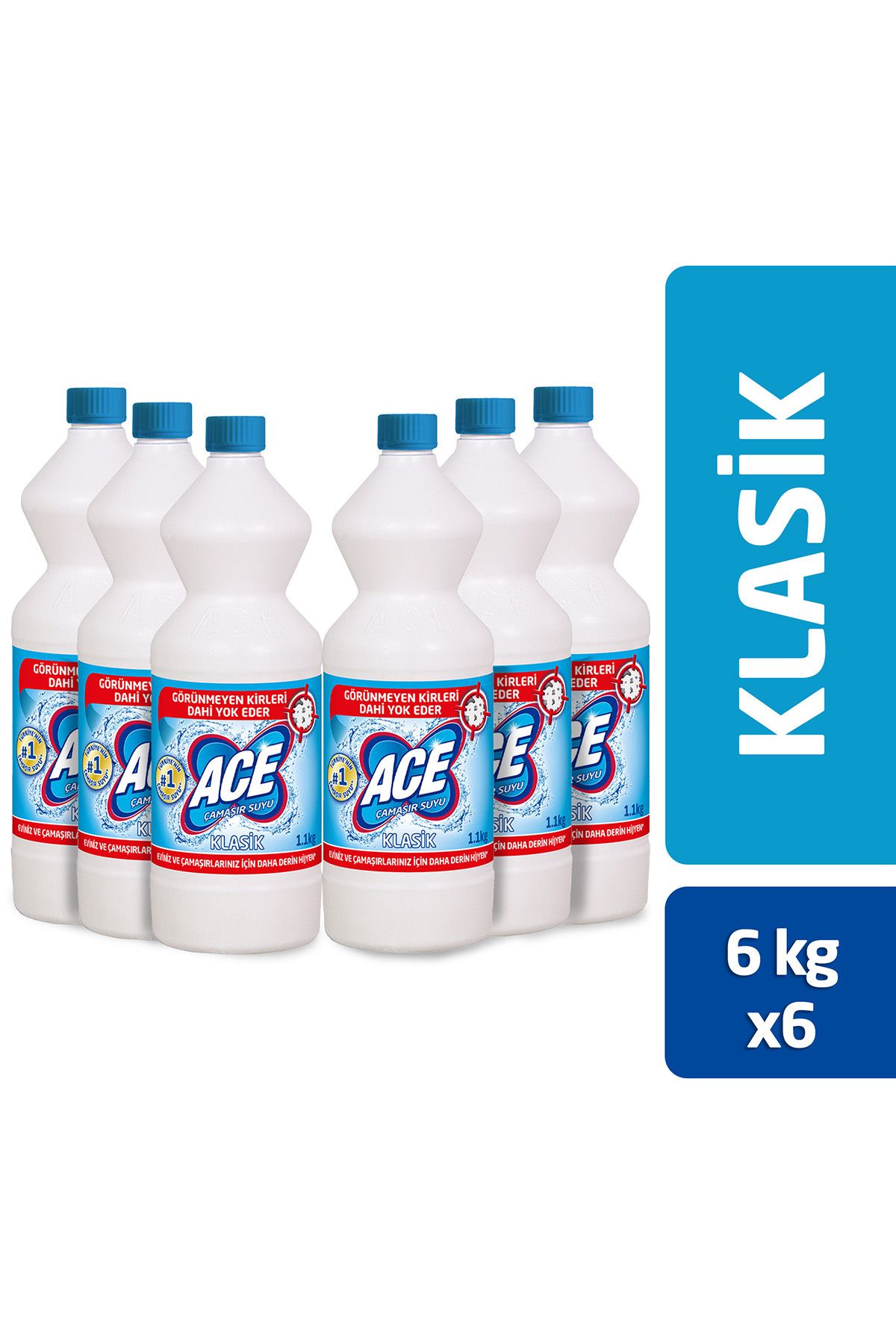 ACE ÇAMAŞIR SUYU KLASİK 1 LT X6 AVANTAJ PAKET