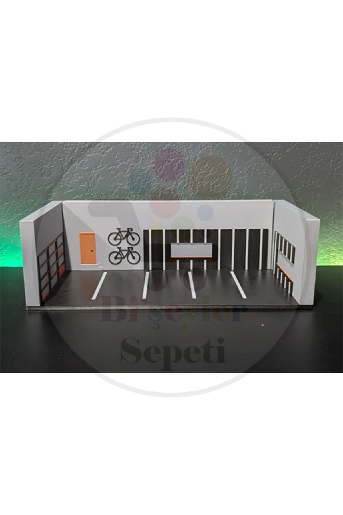 Bi'şeyler Sepeti 1:64 Diorama Garaj Parking Diecast - ARAÇ DAHİL DEĞİLDİR.