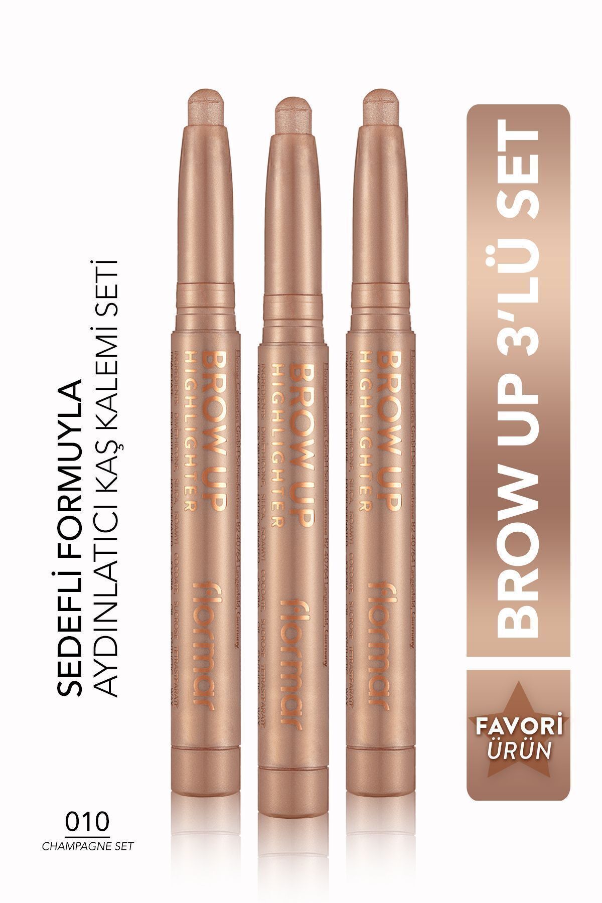 Flormar Aydınlatıcı Kaş Kalemi Brow Up 3'lü Set- Champagne