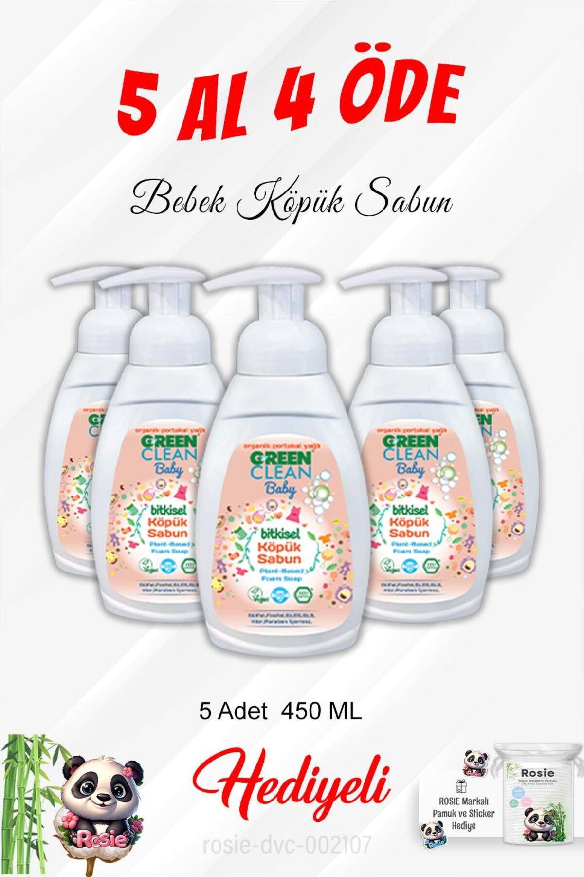 Green Clean Gren Clean 5 Al 4 Öde Bebek Köpük Sabun 450 ML ve Rosie Pamuk