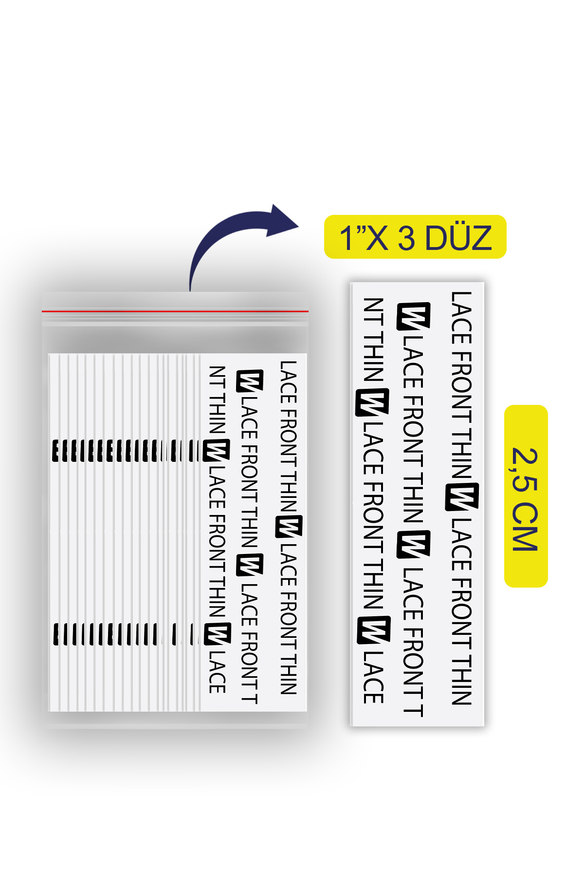 Lace Front Thin™ Protez Saç Bandı Düz 1″ x 3″ (2,5 x 7,5 cm) 36 Adet — LFT 3 — تصویر 2 از 2