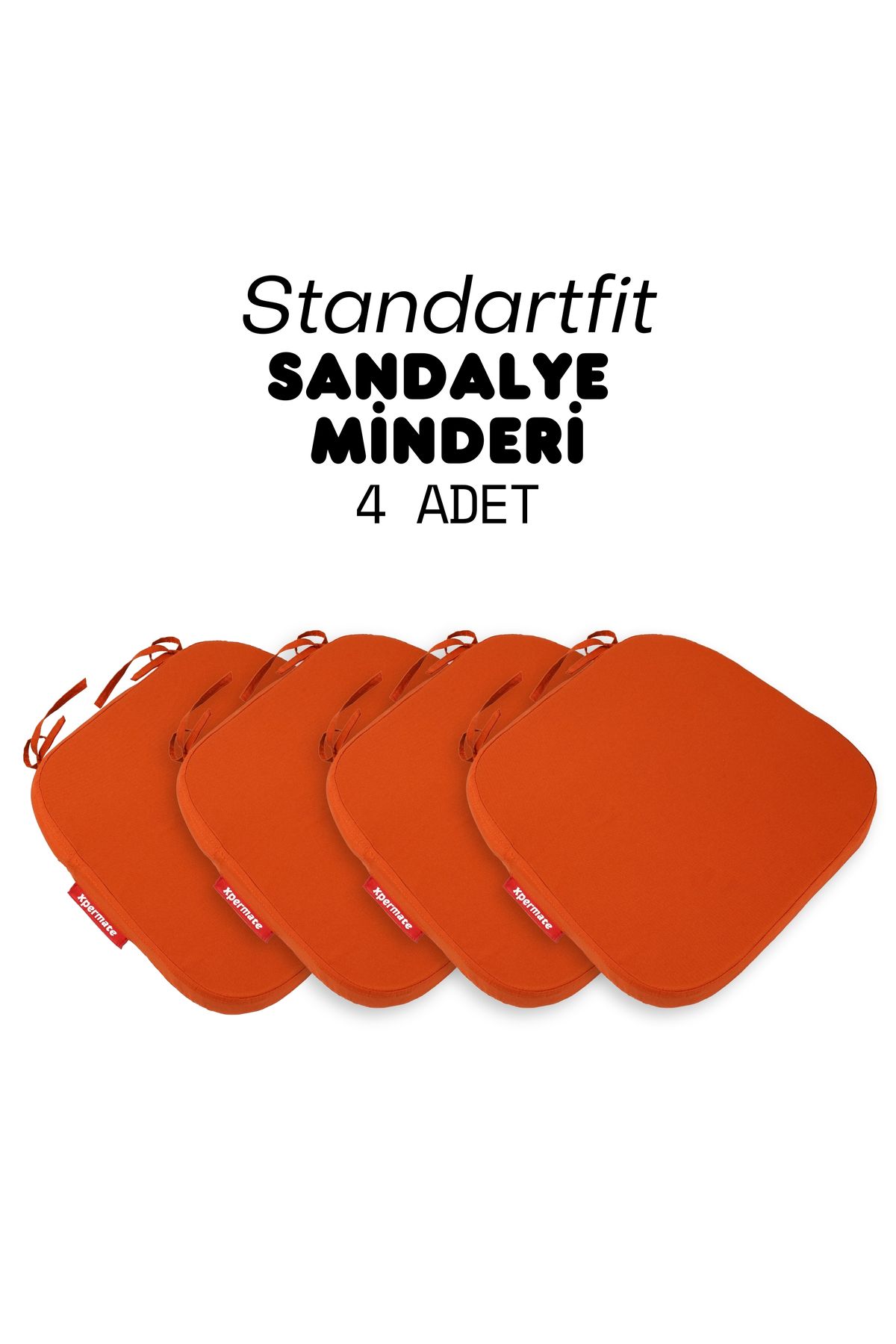 XPERMATE 4'lü StandartFit Oval Sandalye Minderi Fermuarlı Yıkanabilir  Su ve Yağ İtici 42x42x5 Kiremit