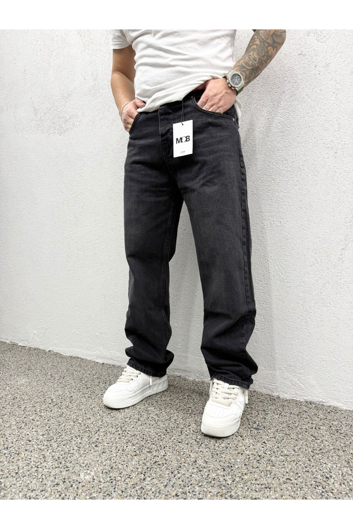 Mob Siyah Kimyasal Baggy Pantolon görsel 2