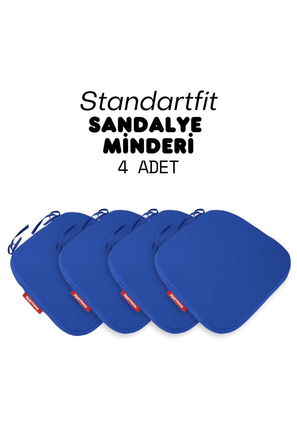 XPERMATE 4'lü StandartFit Oval Sandalye Minderi Fermuarlı Yıkanabilir  Su ve Yağ İtici 42x42x5 Mavi