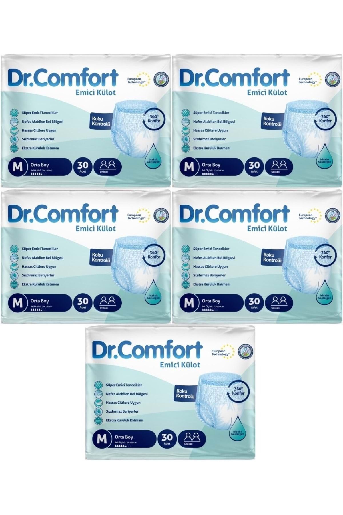 Dr.Comfort Hasta Bezi Yetişkin Emici Külot M-Orta 150 Adet (5PK*30)