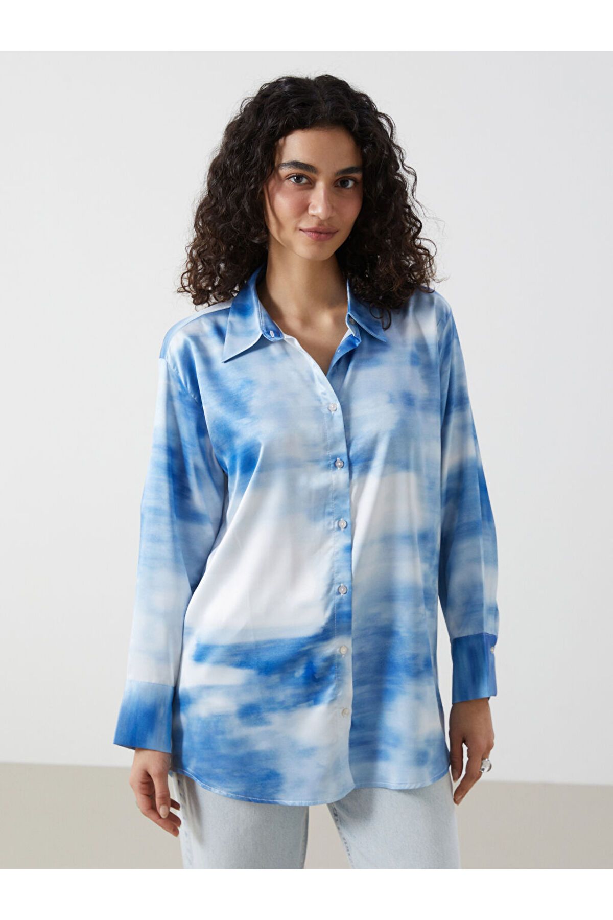 LC Waikiki Batik Saten Kadın Gömlek Tunik