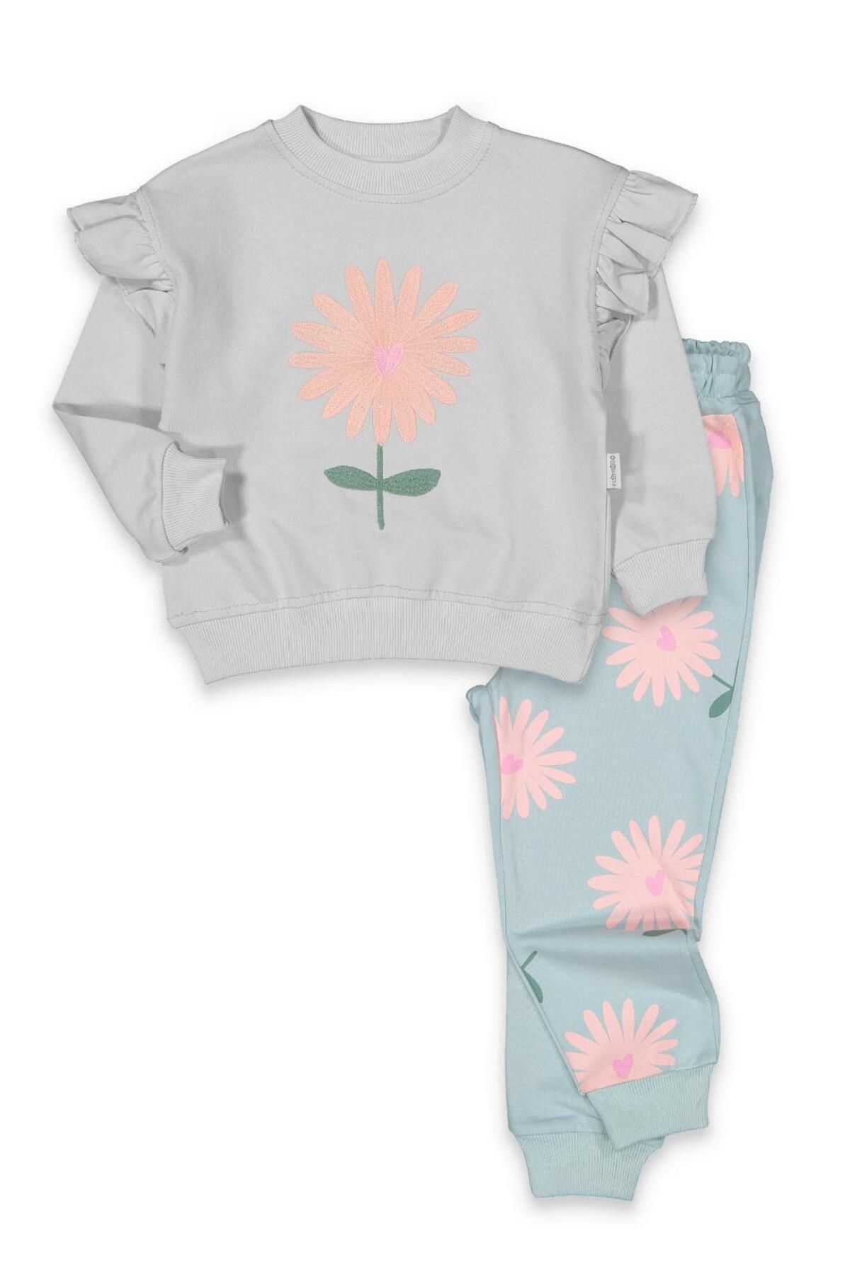 baby flamindo-Flower Embroidered 2 Thread Baby Girl's Suit 1