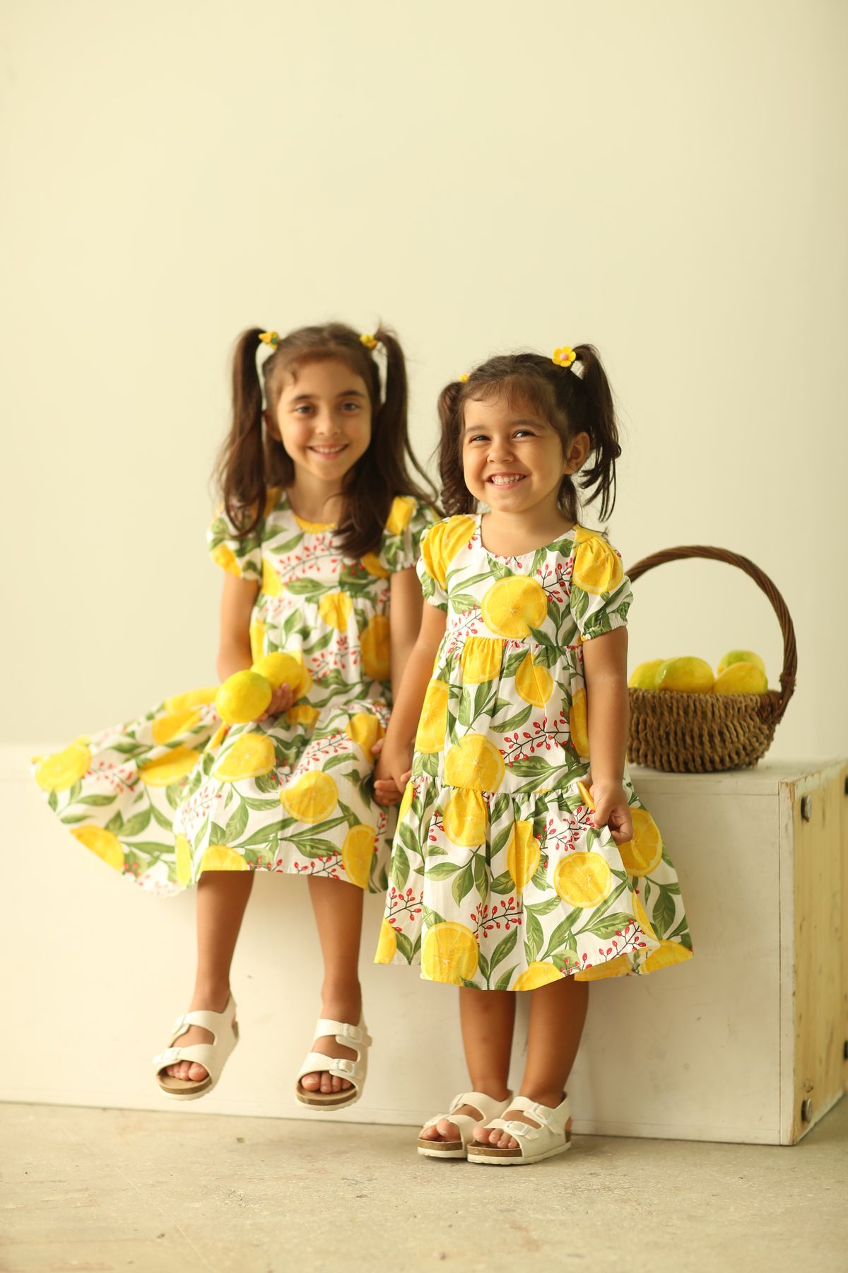 KÜÇÜĞÜM BUTİK-Lemon Patterned Layered Girl's Dress 4