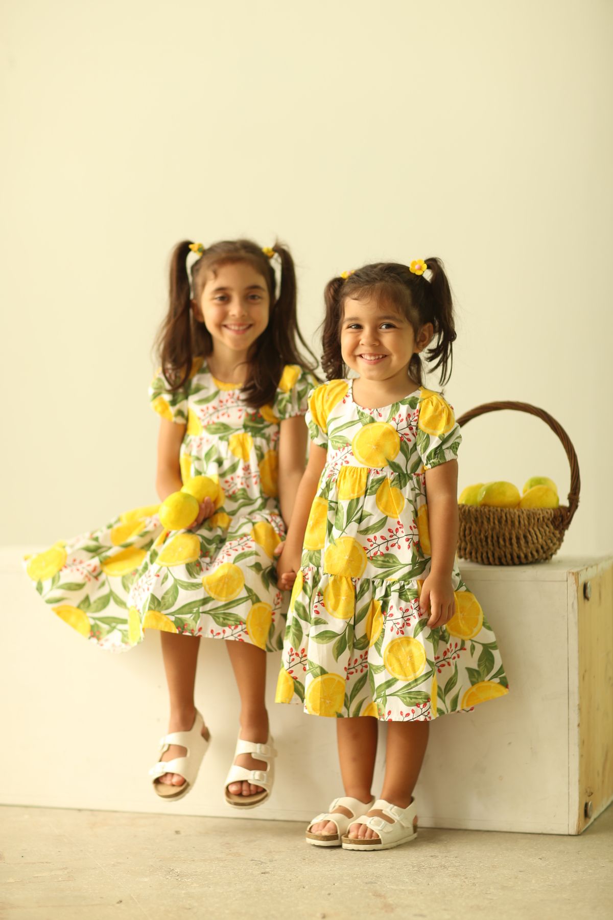 KÜÇÜĞÜM BUTİK-Lemon Patterned Layered Girl's Dress 3