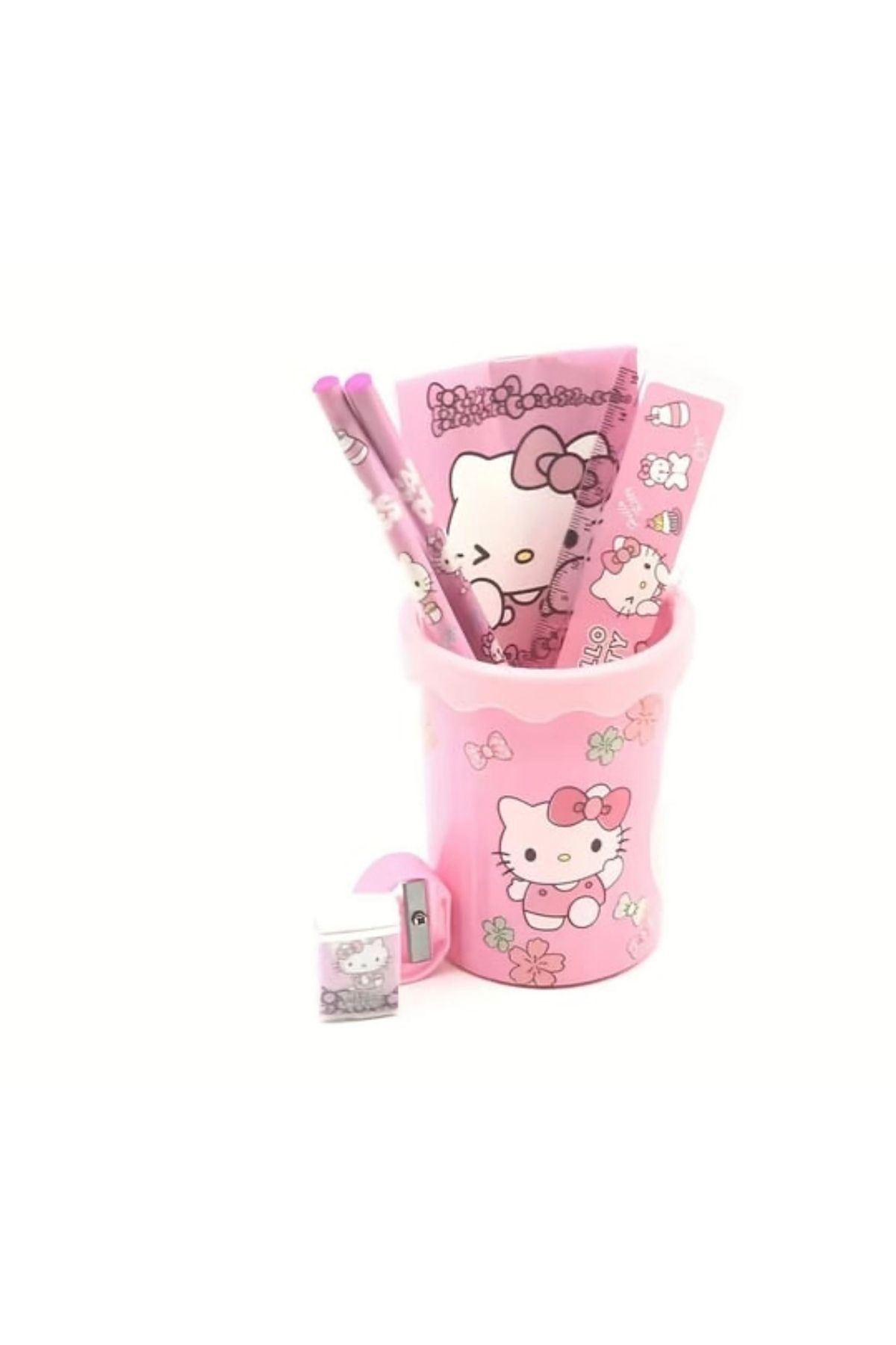 Happystore Hello Kitty Ve Arkadaşları Kalem Kutusu Seti Temel Okul Malzemeleri - Dayanıklı Plastik Kırtasiye