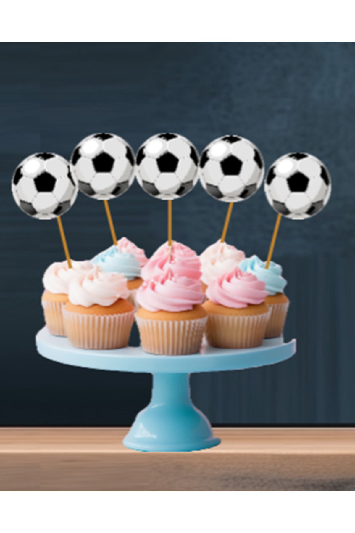 Hiras Dizayn 15 Adet Futbol Topu Cupcake Kürdanı Doğum Günü Süsü  Pasta Kürdanı