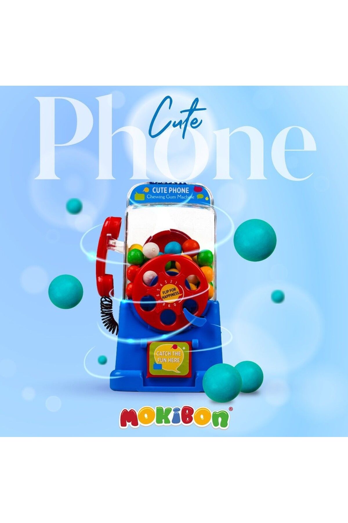 MOKIBON Cute Telefon Şeklinde Sakız Makinası (Mavi)