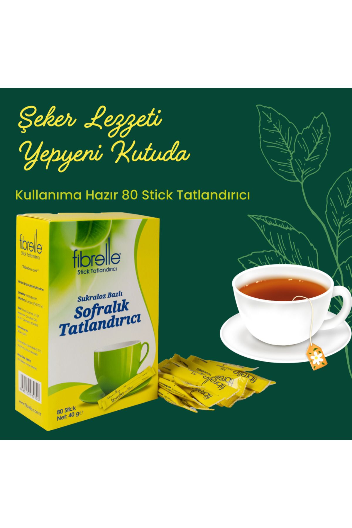 Fibrelle-Ultra Plus Sucralose Based Stick Sweetener 0.5 Gr 80 Pieces 7