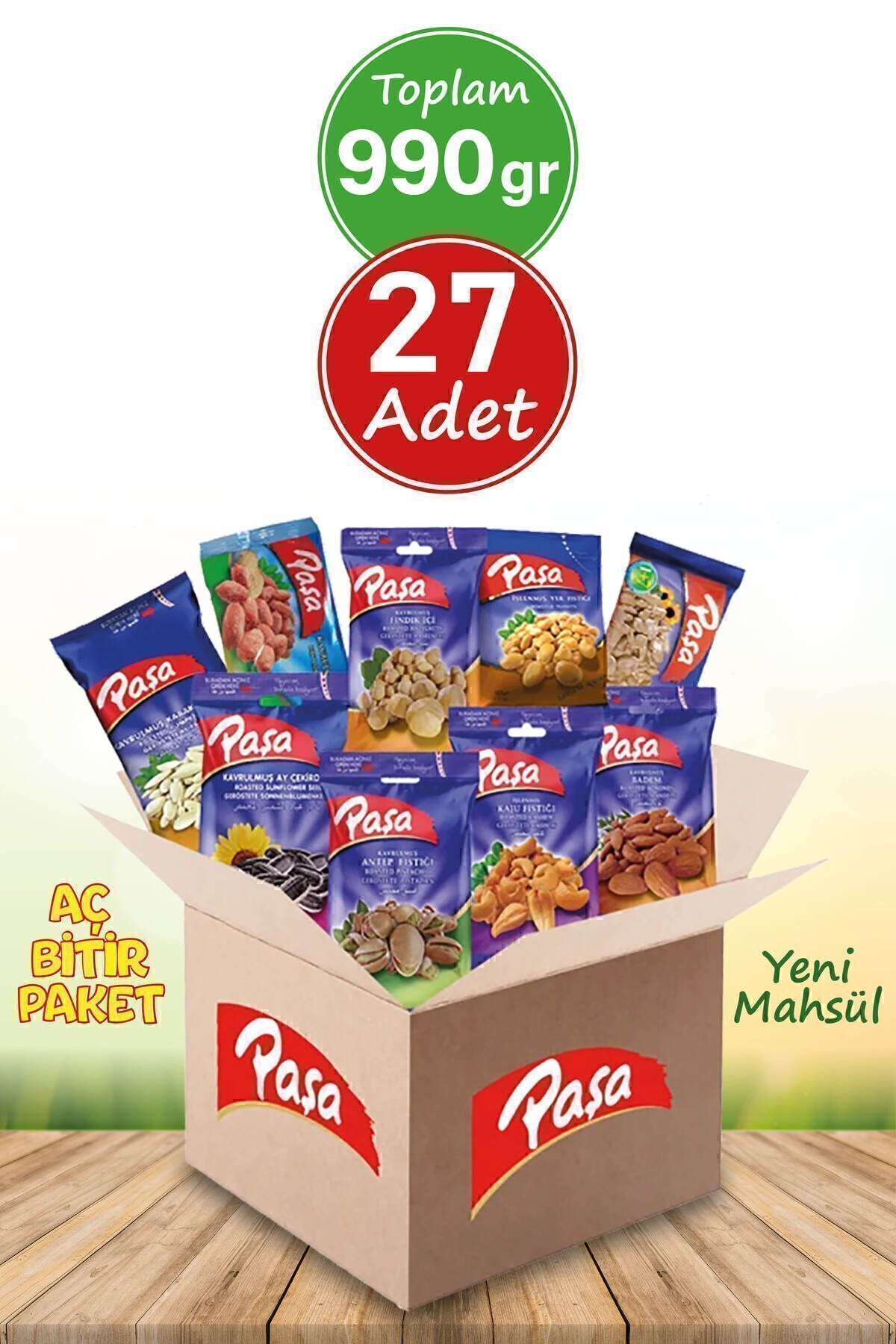 Paşa Kuruyemiş Lezzeti Keşfet Lüx Paket 990 gr - 27 Paket (NATUREL 1. KALİTE)