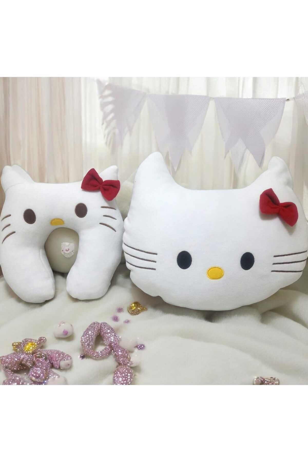 teknotrust Sevimli Hello Kitty yastık seti, yumuşak boyun yastığı, çocuk odası için ideal