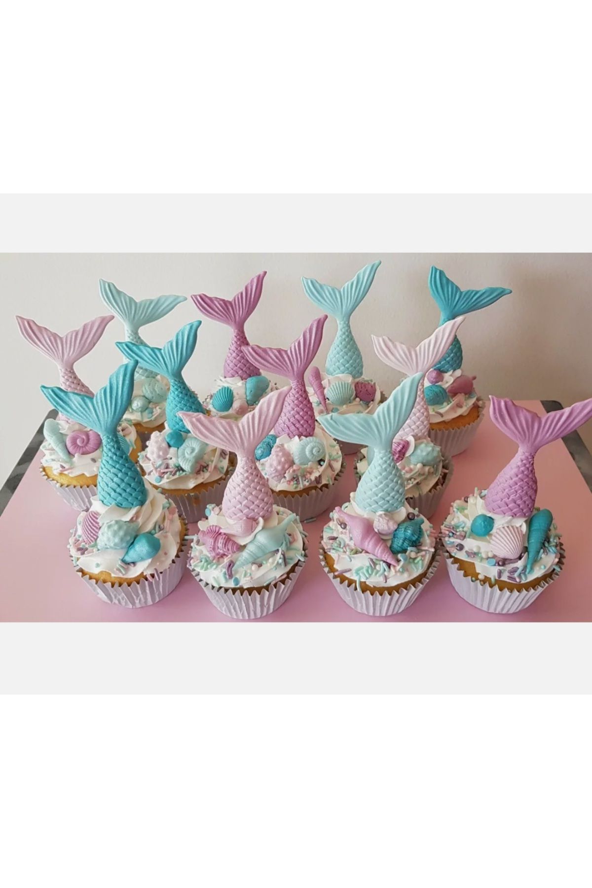 Little Sugar Paste Deniz kızı pasta ve cupcake süsü set