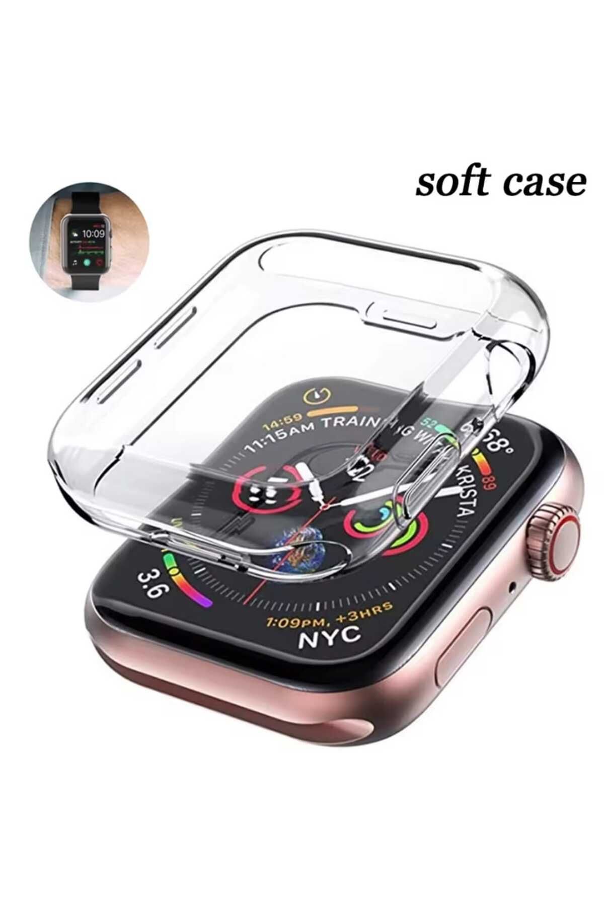 GREGOSS Apple Watch Seri 10 Uyumlu ( 42 Mm )  Tam Kapsama TPU  Ekran Koruyucu Soft Silikon Kılıf