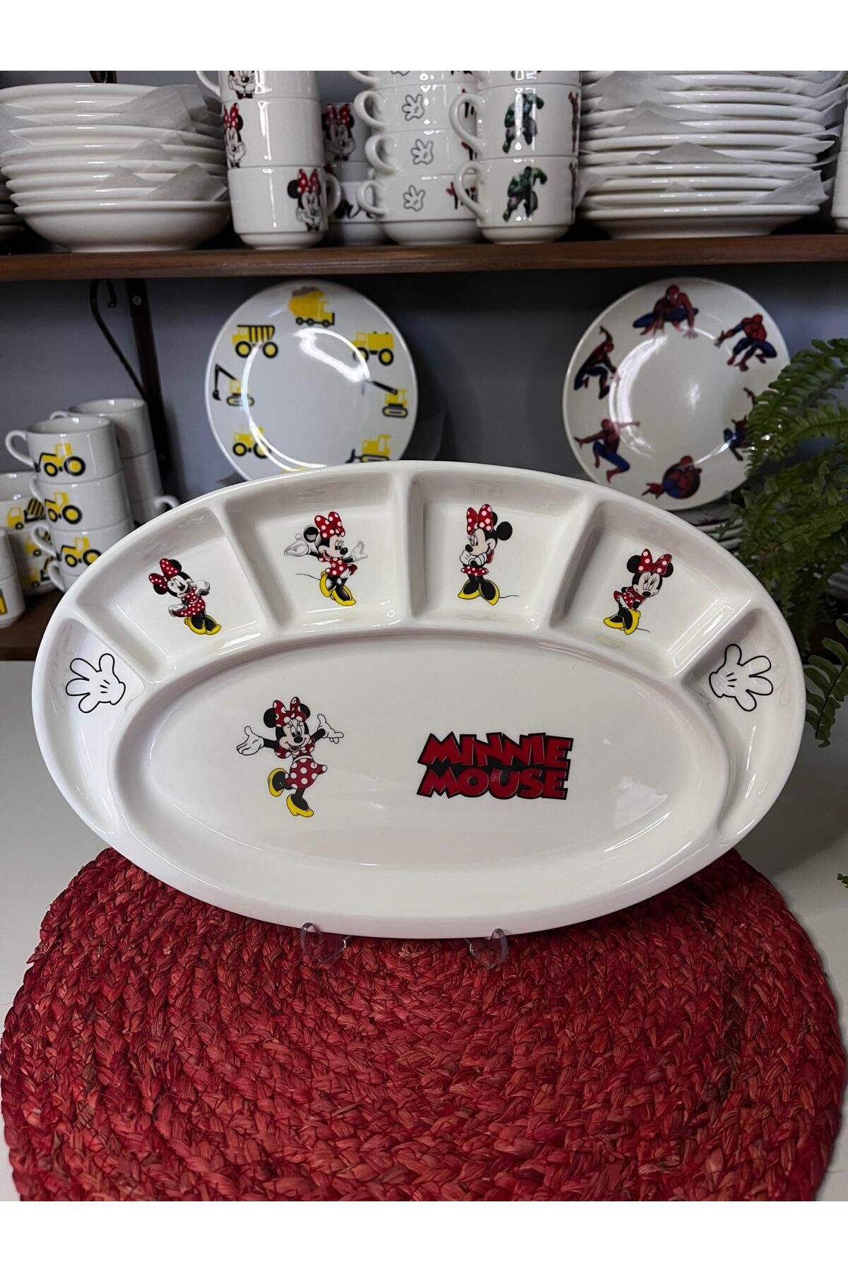 TEBAK COLLECTION TEBAK YENİ MİNNİE MOUSE MODEL BÖLMELİ KAHVALTI TABAĞI MAMA TABAĞI