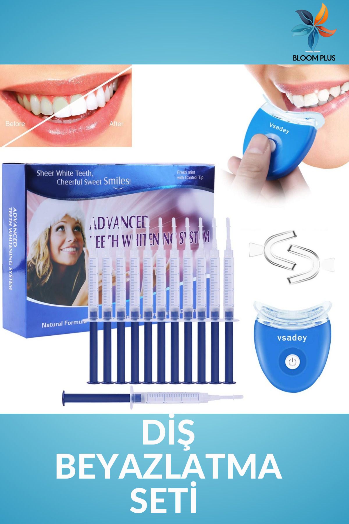 bloomplus Led Işıklı Dental White Diş Beyazlatıcı 13 Lü Özel Paket Protez Diş Bakımı