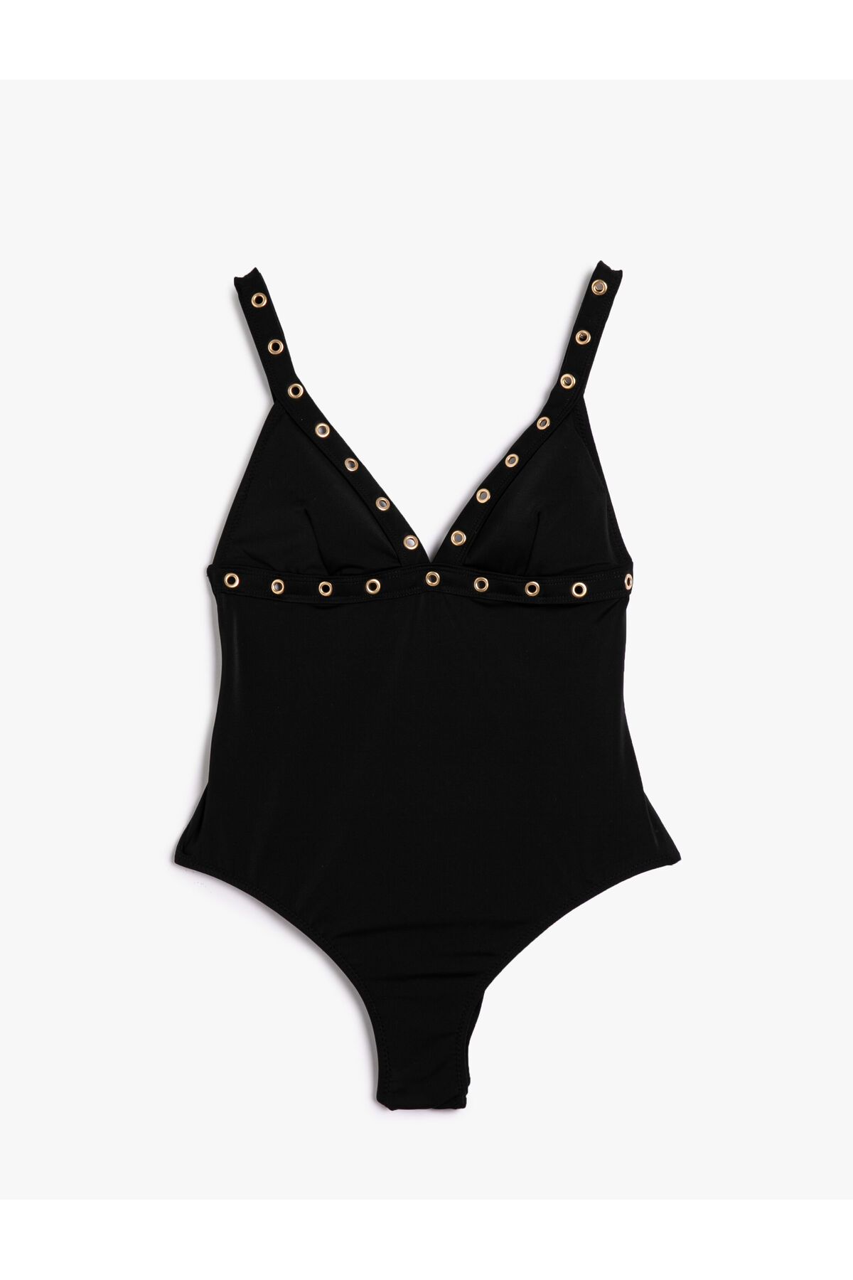 Koton-V Neck Swimsuit Strap Covered Eyelet Detail 6