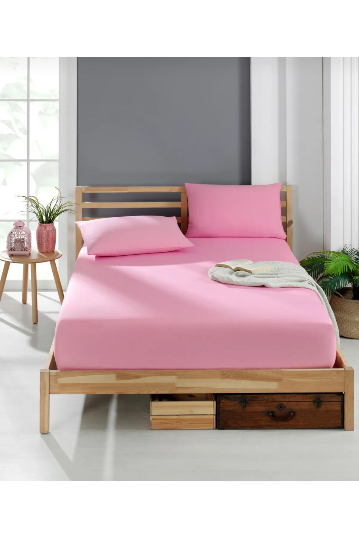 ÇIQRIK HOME-Elastic King Size Bed Sheet Set with Pillowcases (Set with Pillowcases) 1