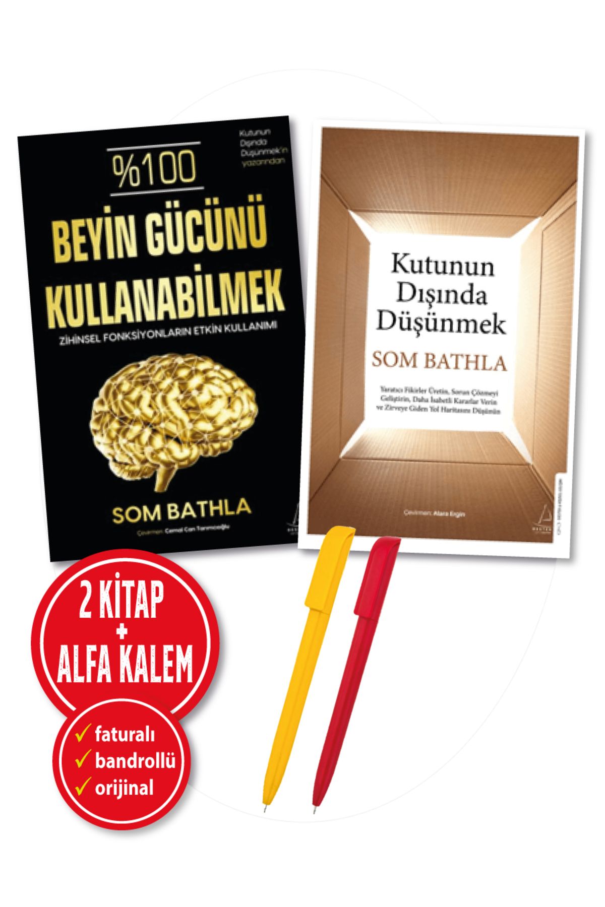 Destek Yayınları Alfa Kalem+Som Bathla 2 Kitap Set (%100 Beyin Gücünü Kullanabilmek+Kutunun Dışında Düşünmek)-Destek