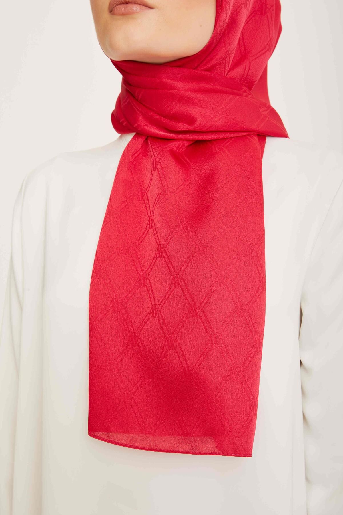Armine-Trend Jan Jan Pink Monogram Patterned Jacquard Shawl 6-21226 2