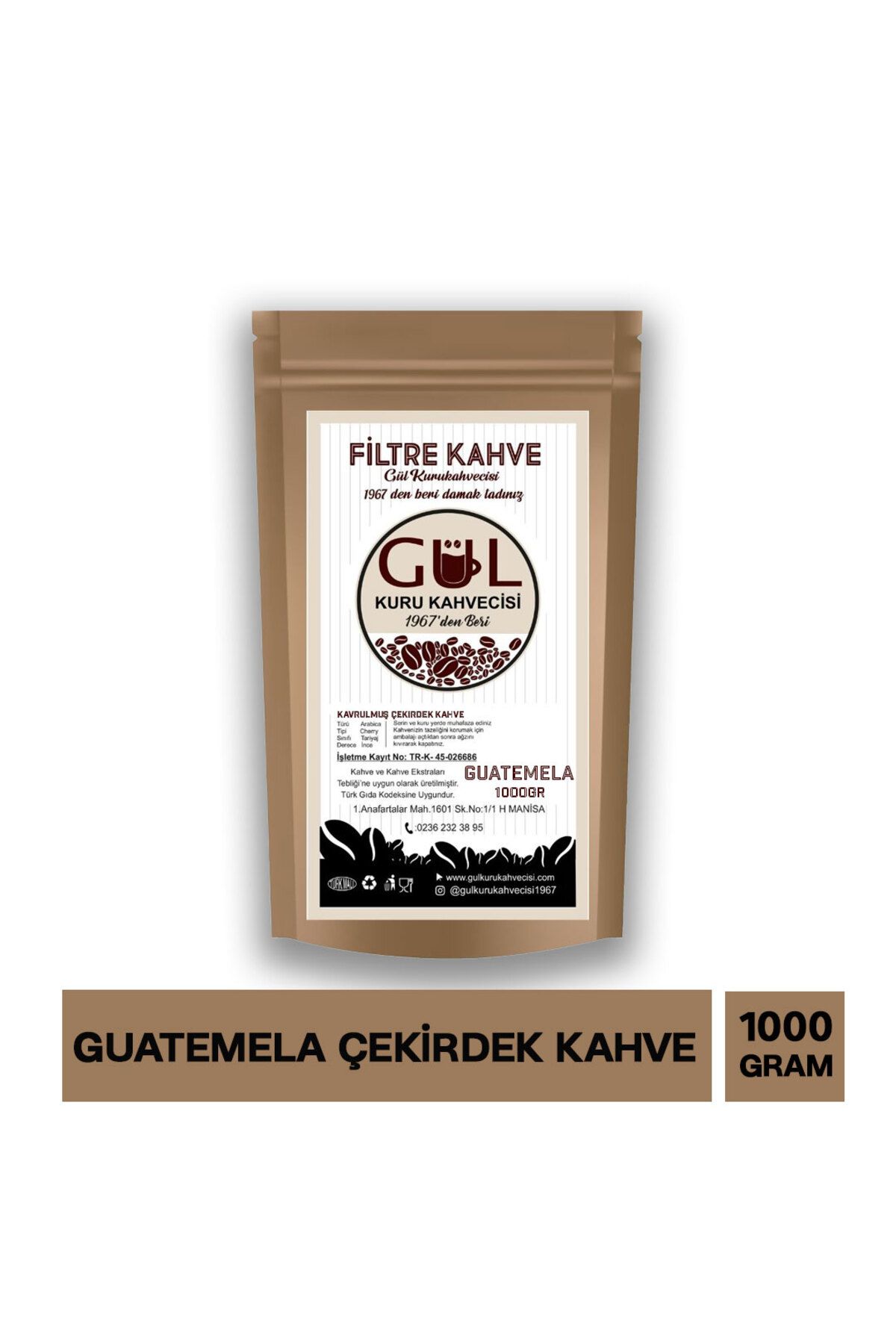 GÜL KURU KAHVECİSİ Guatemela Çekirdek Filtre Kahve 1000 Gr