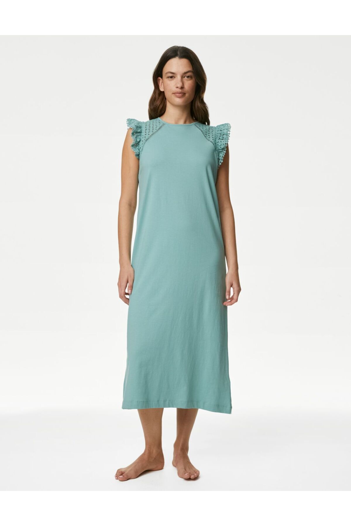 Marks & Spencer Saf Pamuklu Dantel Detaylı Gecelik