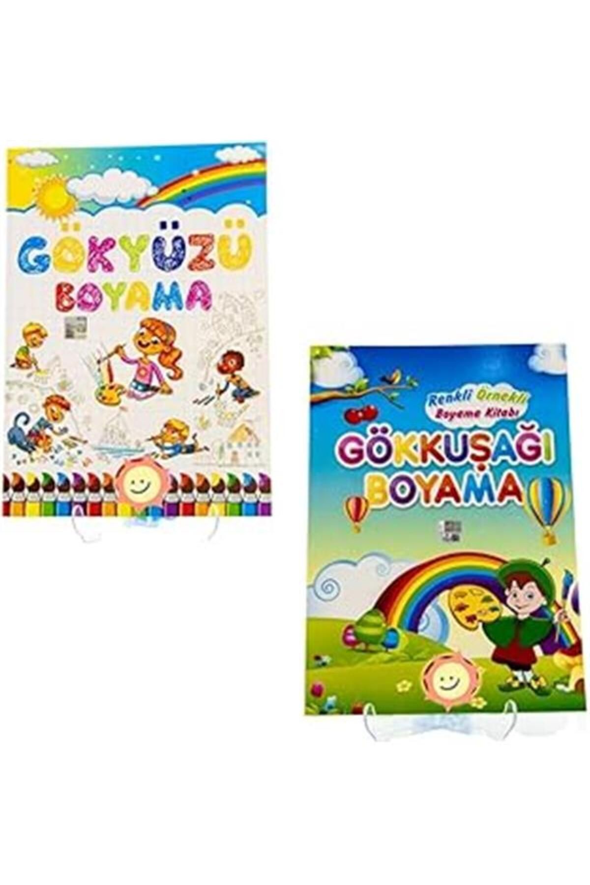 Mustore Gökyüzü ve Gökkuşağı Boyama Kitabı 128 Sayfa, Renkli Örnekli, 19x27cm Büyük Boy Karton Kapak