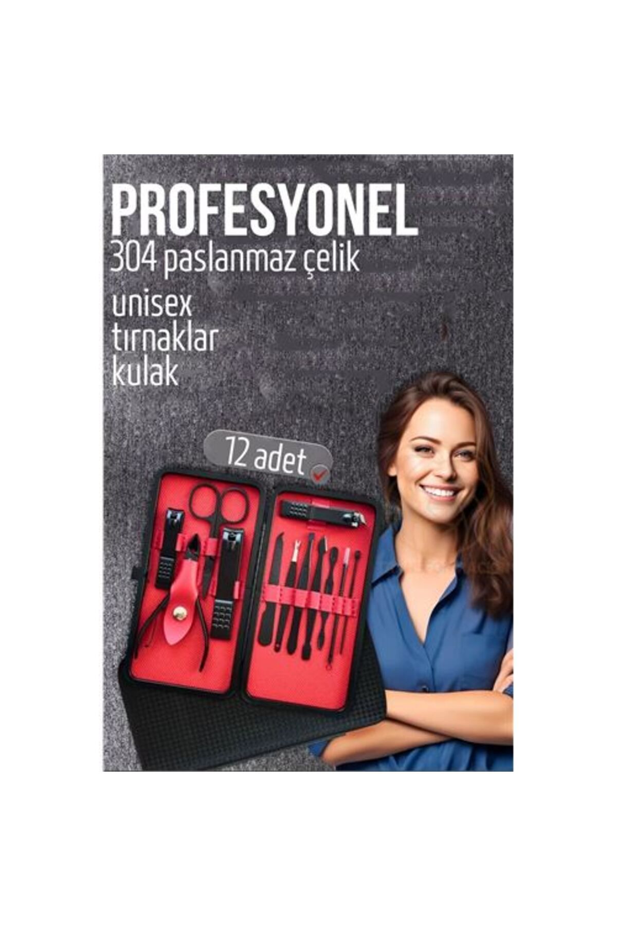 Findit Manikür Seti Pedikür Kulak Yüz Bakım Kiti Profesyonel 304 Çelik Siyah