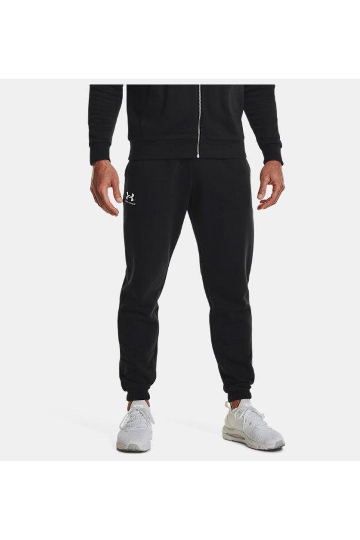 شلوار گرمکن مشکی مردانه لباس سیاه پوست شش 3882 001 UA Essential Fleece Jogger Under Armour