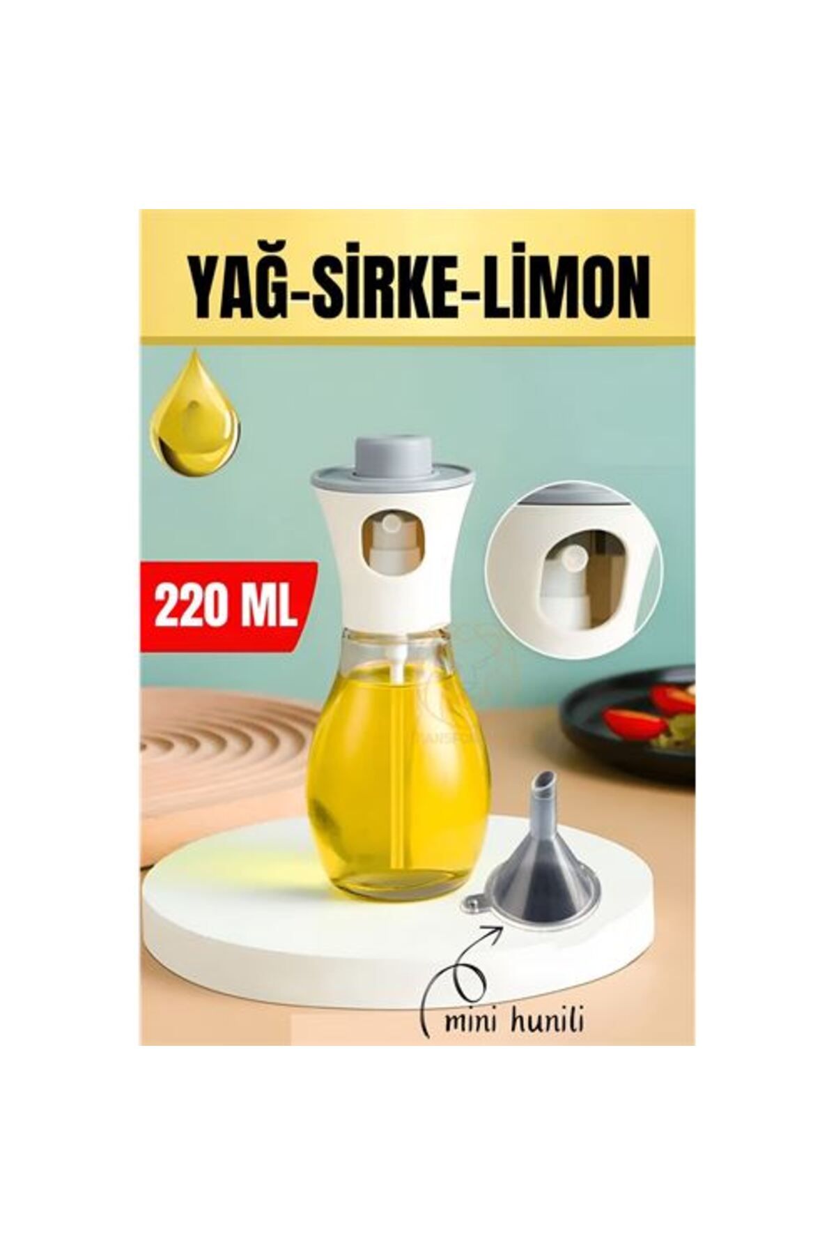 Findit Yağ Püskürtücü Sprey Mini Hunili 220 ML Cam