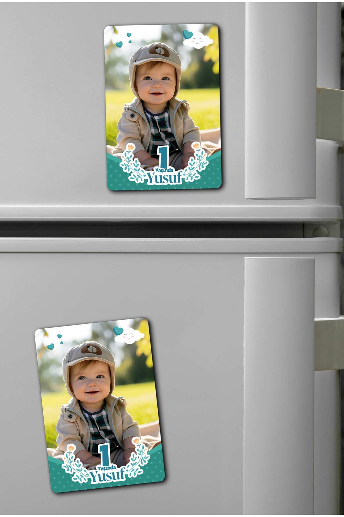 idelife Kişiye Özel Erkek Bebek Doğum Günü 1 Yaş Magneti Fotoğraflı Magnet 9 Adet 7x10 Cm fotoğrafı 2 (önizleme)
