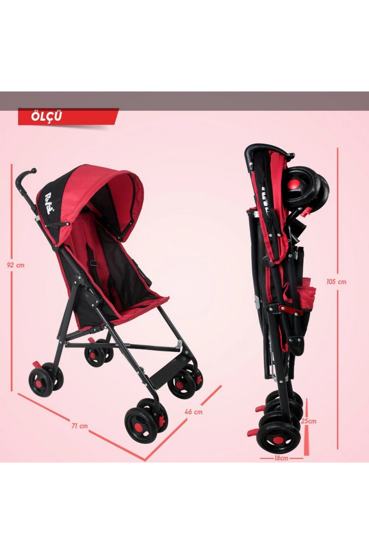 babydoor Rival Rv108 Tokyo Hafif Baston Bebek Arabası fotoğrafı 4 (önizleme)