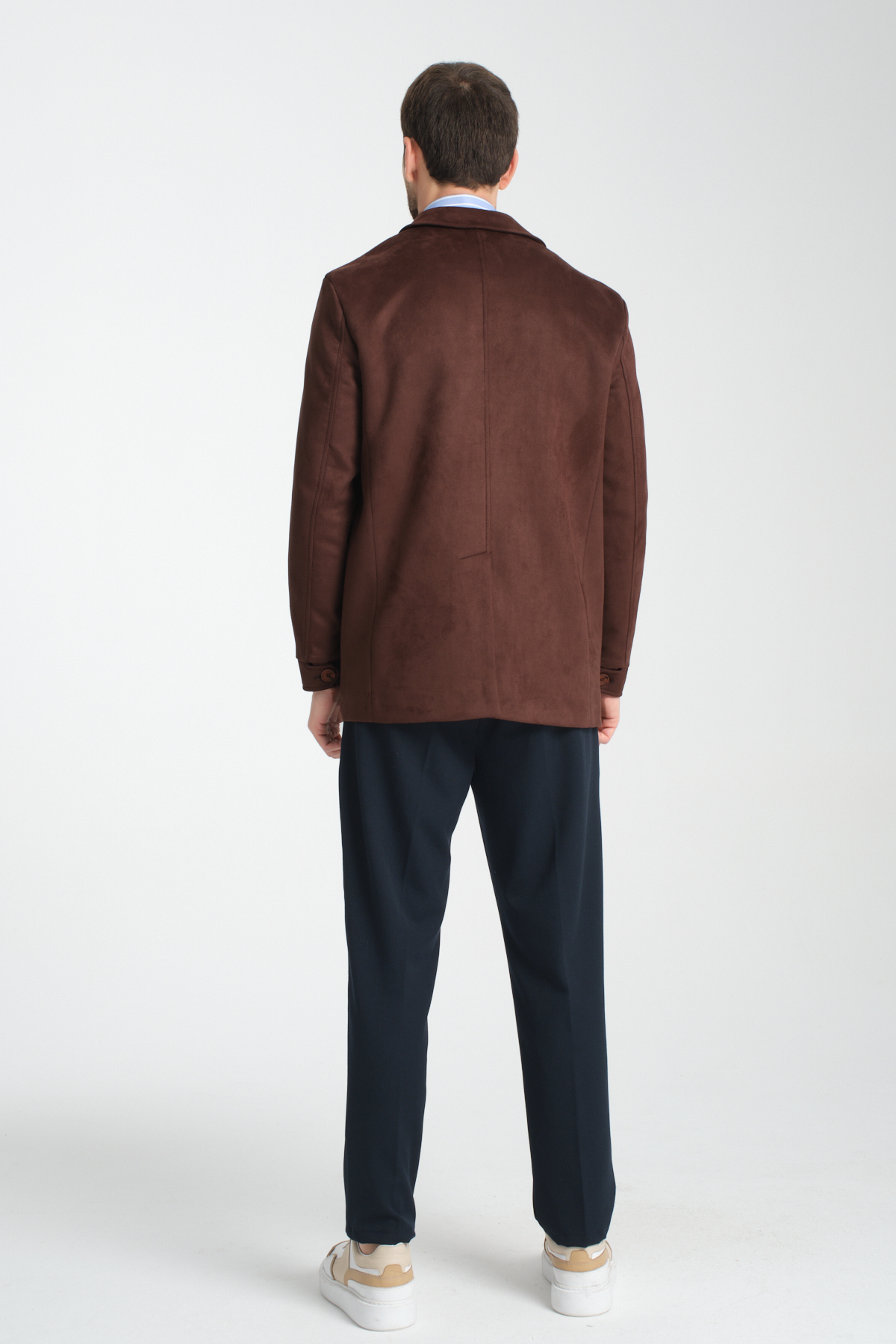 Frappoli  Fermuarlı-Düğmeli Erkek Süet Trençkot Mont Standart Fit - Görsel 6